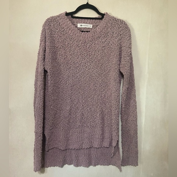The Impeccable Pig EUC dusty rose popcorn textured tunic sweater w/ side slits S - Picture 2 of 5